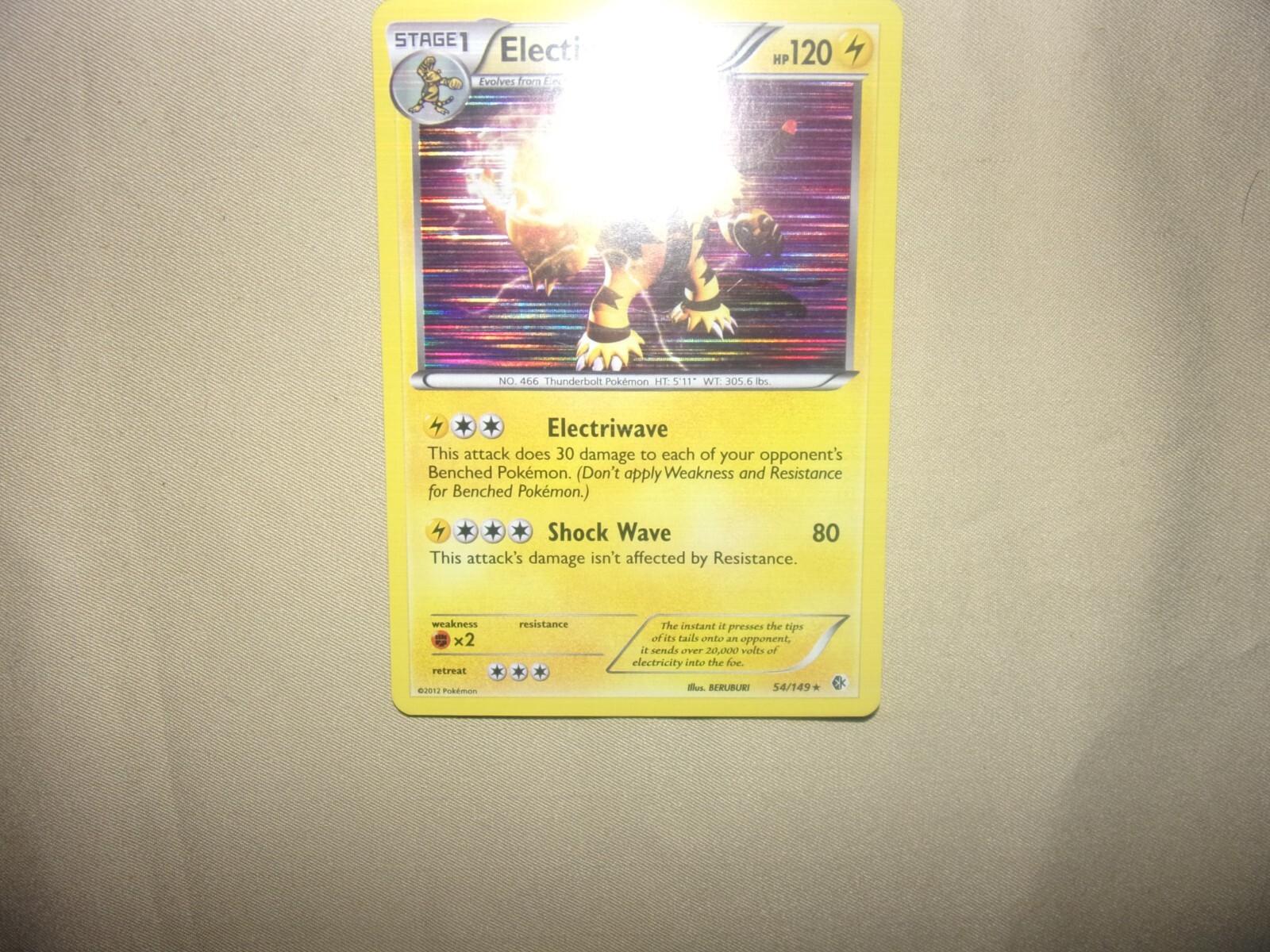 Pokémon Electivire 54/149 BCR Boundaries Crossed NM/M