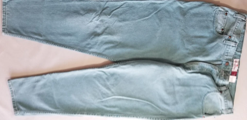 Jean de mezclilla de algodón suelto 545 vintage hecho en Estados Unidos LEVI STRAUSS para hombre - 38x34 azul verde Foto 3 de 4