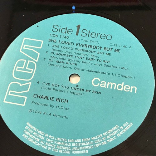 CHARLIE RICH She Loved Everybody But Me 1974 UK vinyl LP Ol' Man River record - Picture 3 of 3