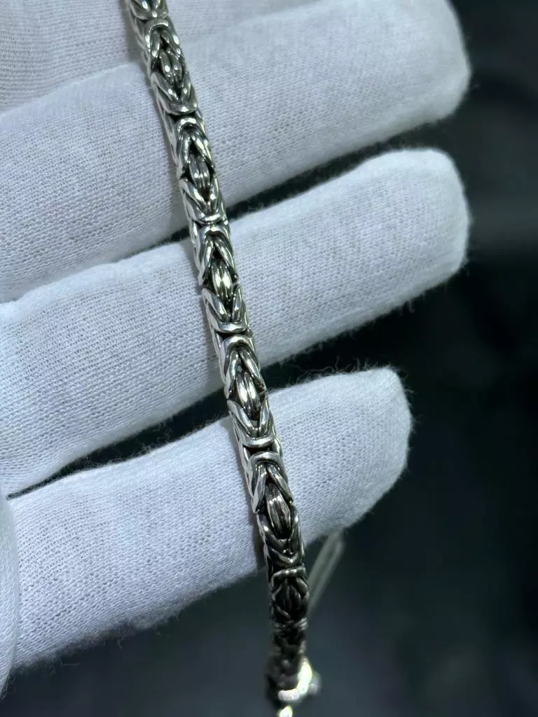 Sterling Silver Hand Made Unique Byzantine Design Link Bracelet Double Lock 8
