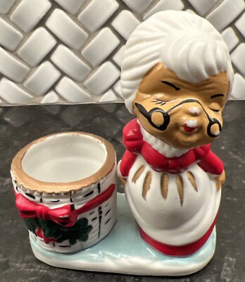 Vintage Jasco 1978 Christmas Luvkins Mrs. Claus Candle Holder Decor Porcelain