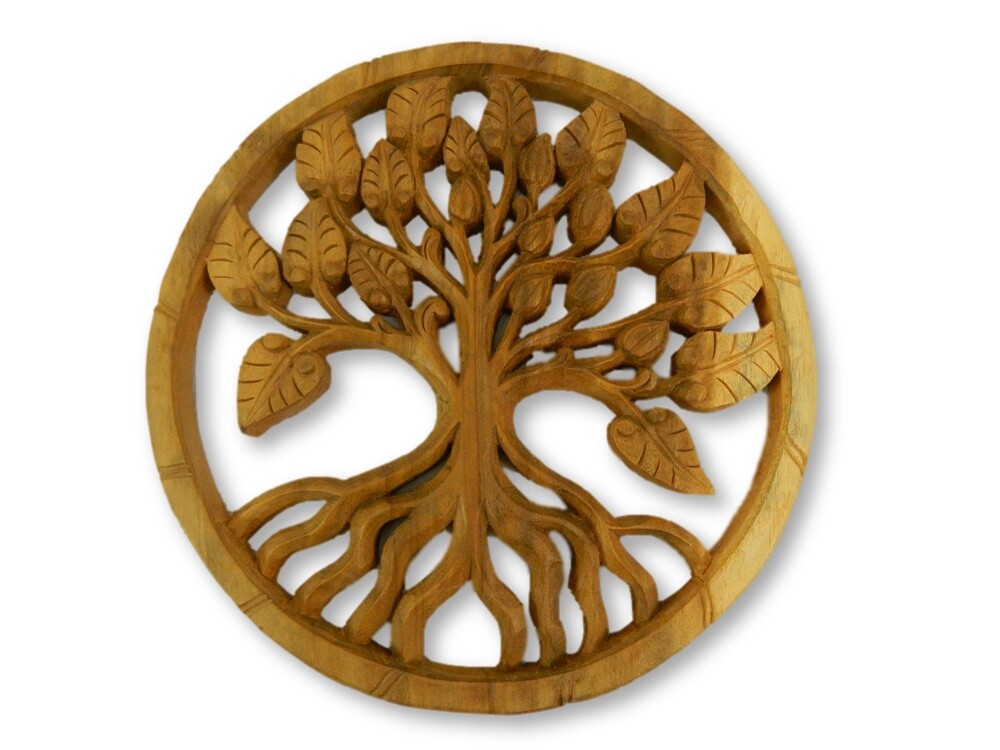 Wooden Tree of Life Carving Wall Art Tile Plaque Tree of Life 30cm eBay