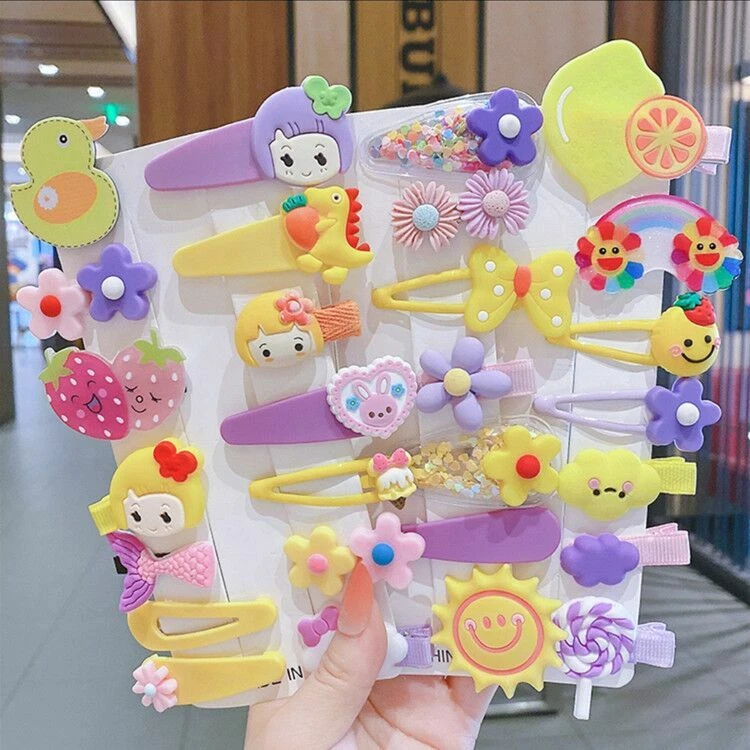14 PIEZAS Lindo Colorido Dibujos Animados Flor Horquilla Niños Dulces Pinzas para el Cabello Correas Foto 4 de 4