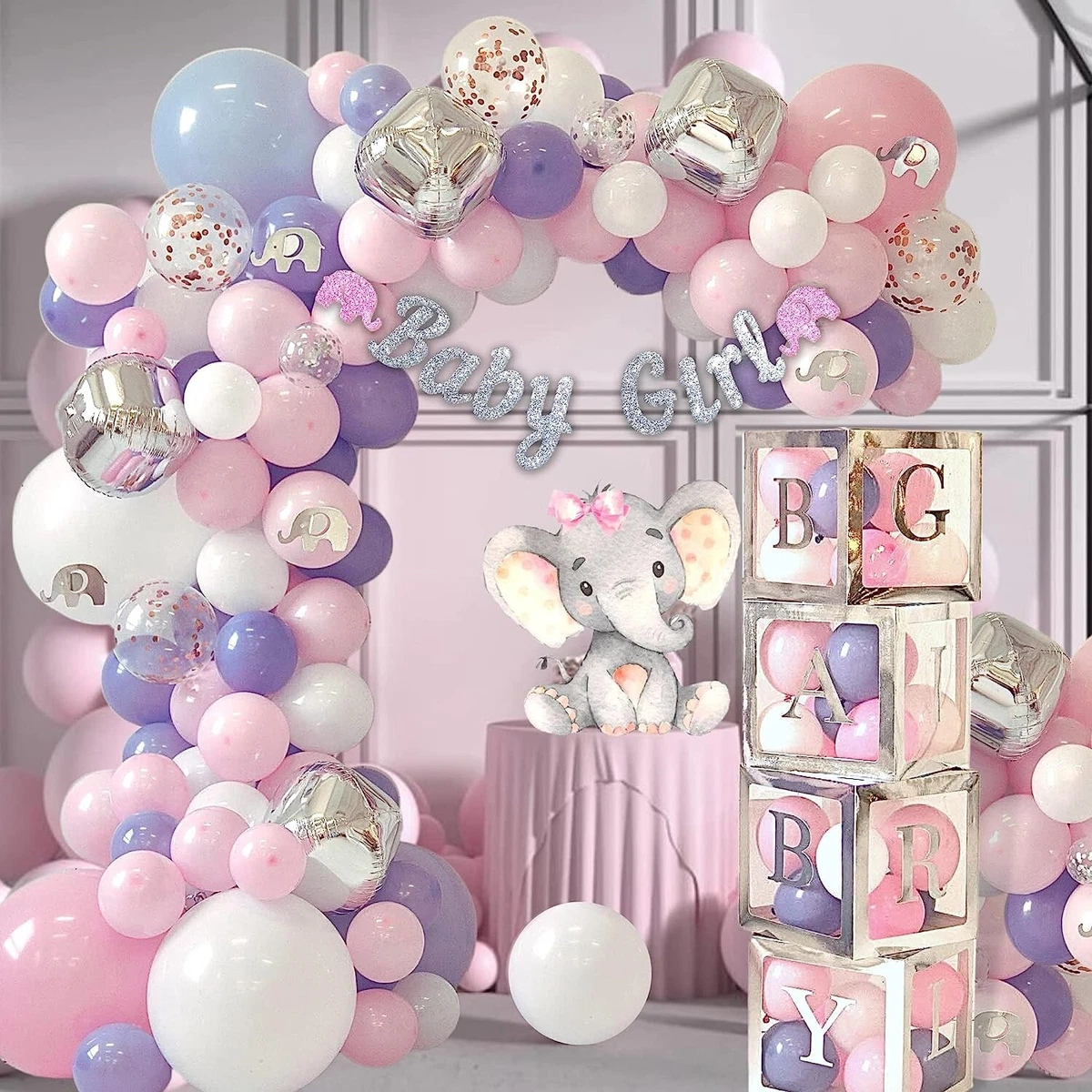 165 pc Baby Shower Decorations for Girl Birthday Girl Balloon Garland Arch  Ba