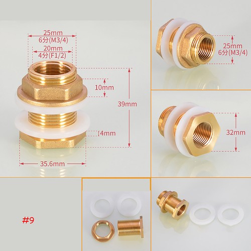 1/2"3/4"1"Brass Water Tank Outlet Fitting Flanged Connector Male Female Extend - Picture 12 of 16