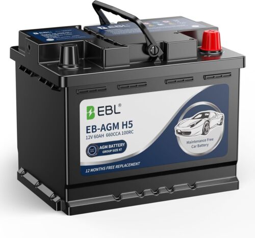 EBL AGM Battery BCI Group 47-12v 60ah H5 Size 47 Automotive Battery 100RC 680CCA