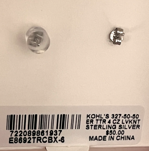 New Primrose 18K Rose Gold and 925 Sterling Silver and CZ Earrings in Box - Picture 4 of 6