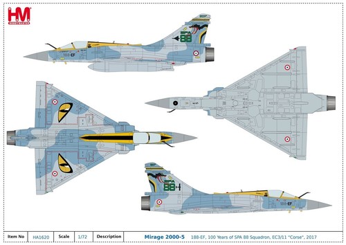 Hobby Master 1:72 Mirage 2000-5 188-EF 100 Years SPA 88 Sqn EC3/11 Corse HA1620 - Picture 10 of 10
