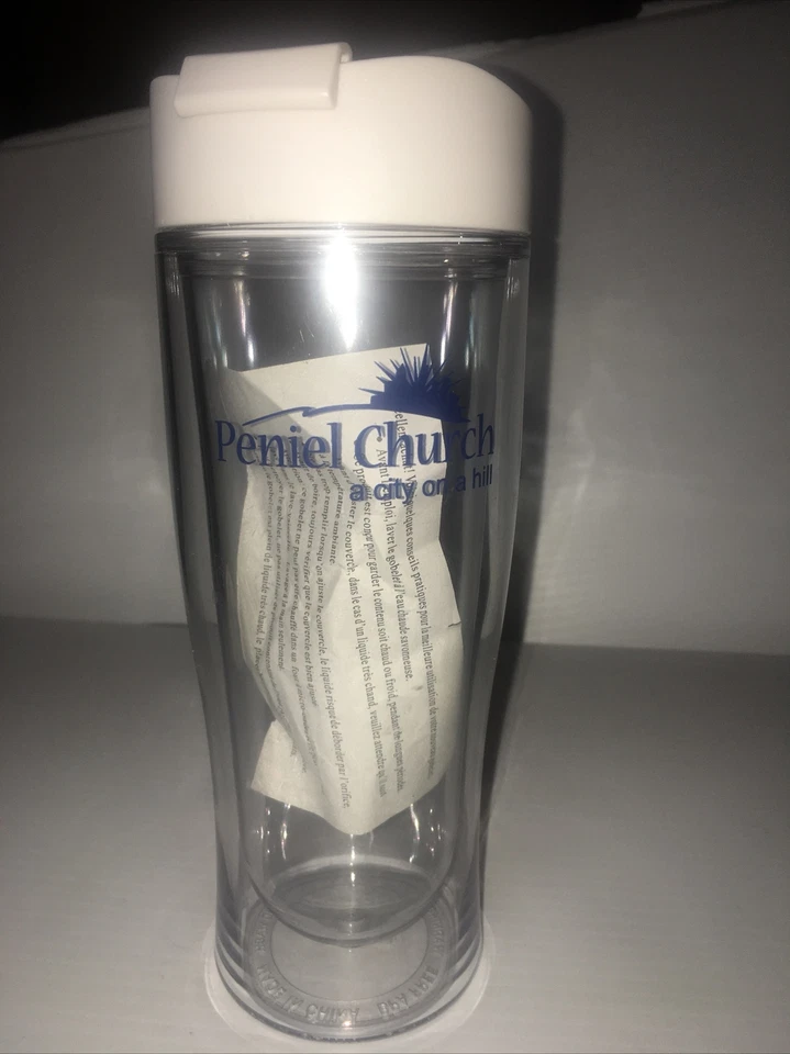Taza de viaje blanca transparente taza fría artículos para bebidas iglesia Peniel - "Una ciudad en una colina" Foto 3 de 4