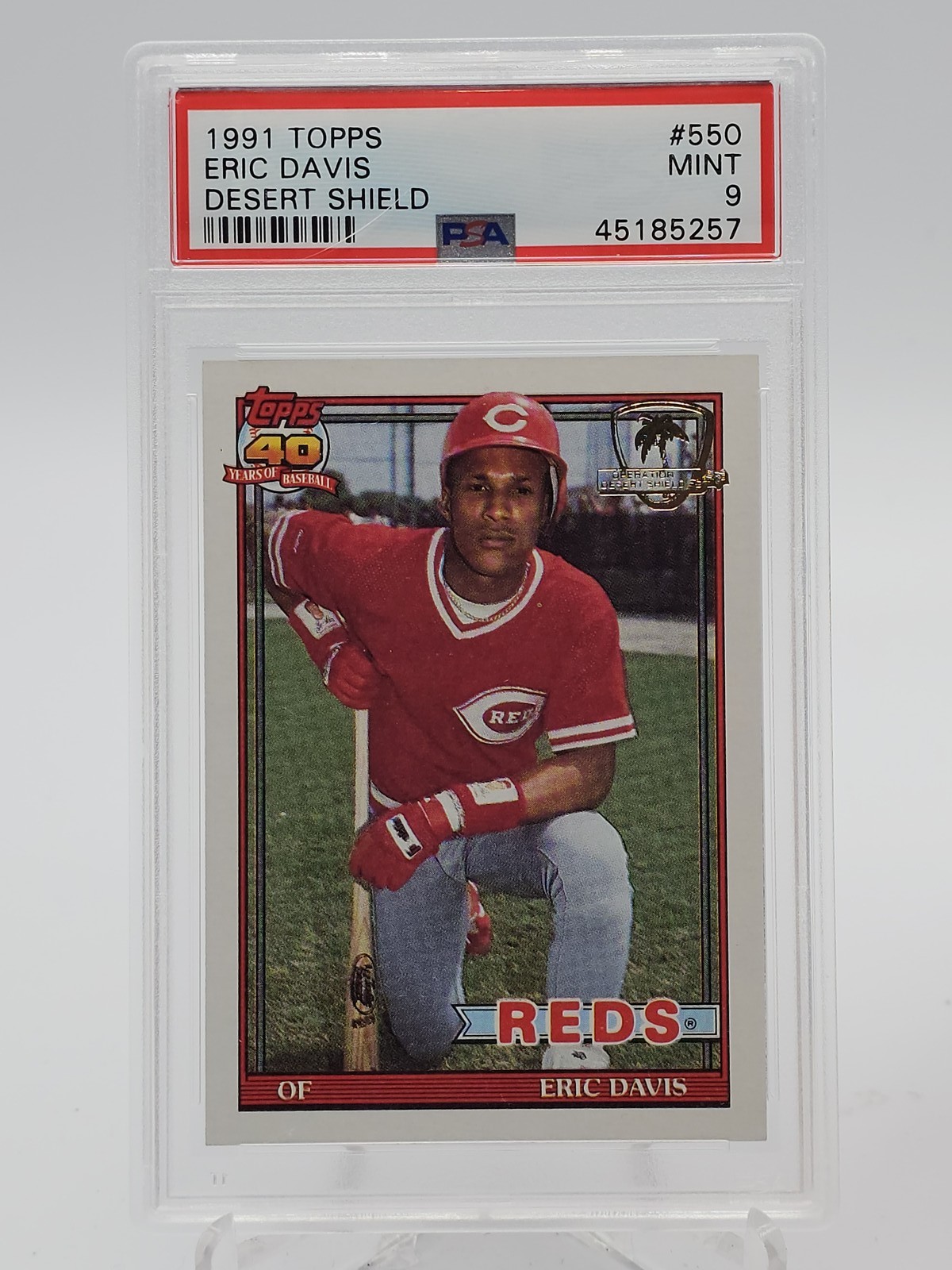 ERIC DAVIS 1991 TOPPS DESERT SHIELD #550 PSA 9 Q7113
