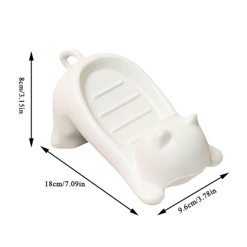 Soap Dish Cat Shape Cartoon Drain Soap Box Bathroom Dish Box Plastic Container - Picture 3 of 12