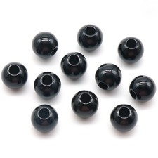 50pcs Natural Black Onyx Stone Round Big Hole Beads Jewelry Making 16mm Hole 5mm