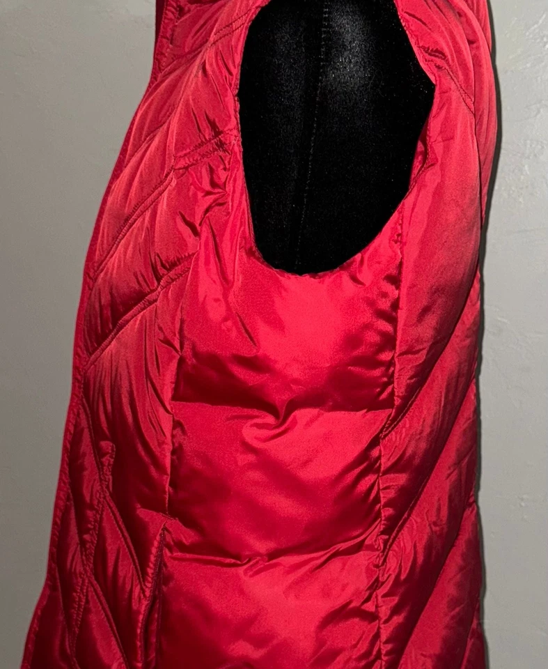 Chaleco acolchado Eddie Bauer rojo premium plumón de ganso para mujer Foto 3 de 4