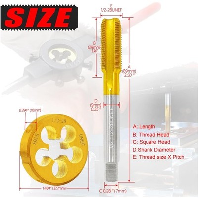 Professional Grade 1/2-28 UNEF Tap and Die Tool
