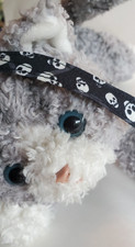 Fabric Cat Collar, Handmade - White Skulls on Black...Spooky Kitty