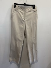 Talbots womens pants 6P cream 98 cotton zipper stretch casual workwear classic