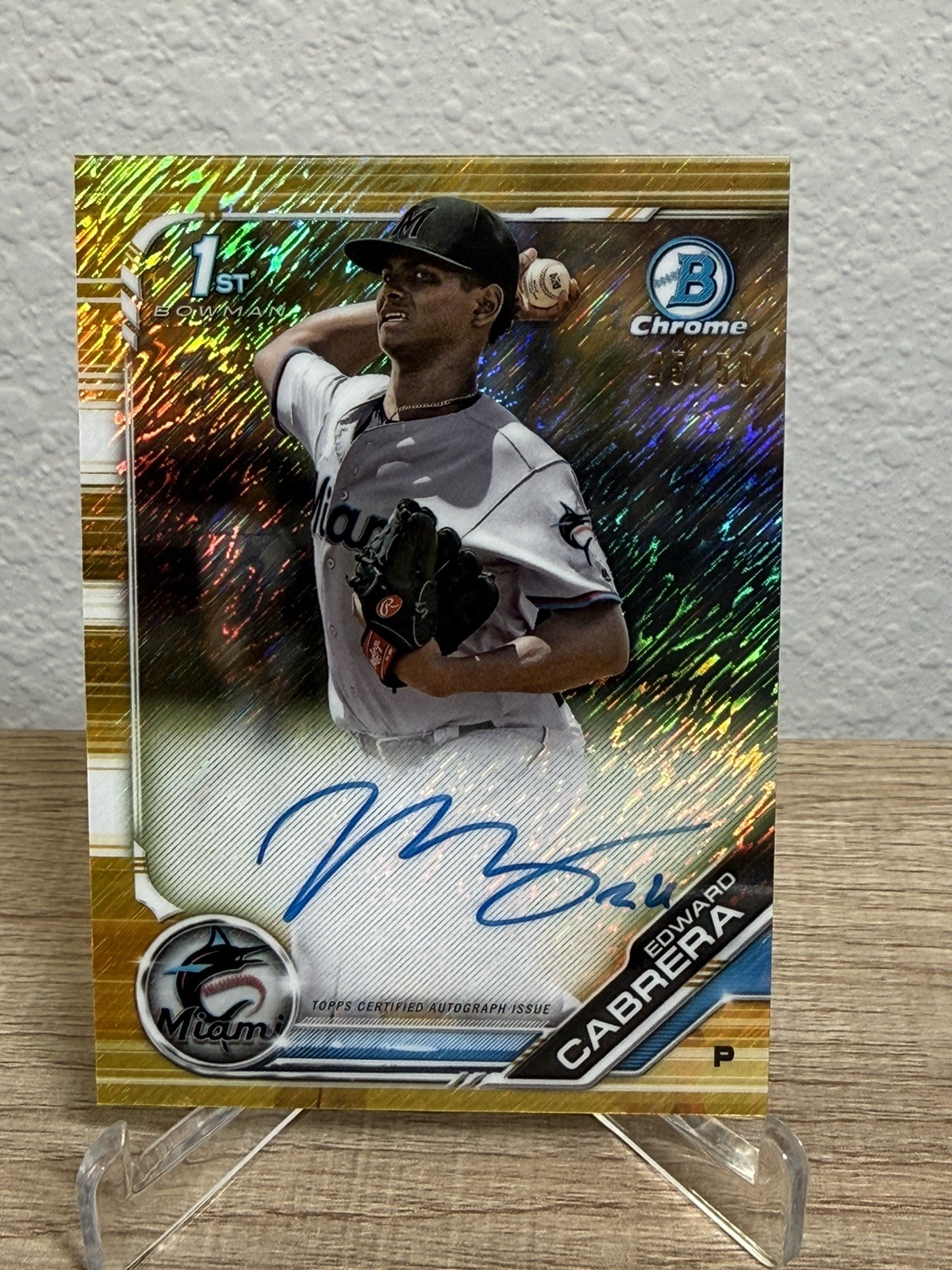 🔥 Edward Cabrera 2019 Bowman Chrome 1st Auto GOLD /50 💎 Cubs RC CPA-EC