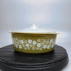 Pyrex 664 Big Bertha 4QT Spring Blossom Casserole Dish+Lid Green Vtg Glass🌼