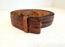 Vintage Tony Lama Genuine Lizard Leather Western Belt Size 38 Brown No Buckle