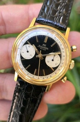 Vintage 1970 s Silvana Panda Dial Landeron Chronograph Swiss Made Men's Watch 
