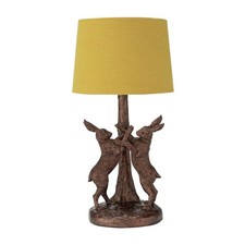 Bronze Hare Table Lamp Animal Rustic Mustard Shade Habitat