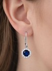 LAB CREATED BLUE & WHITE SAPPHIRE STUD EARRINGS .925 Silver - Lever Back — photo 2
