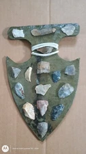 Ohio Flint Lot of 16 actual stones in lot shown on slate hand made arrowhead