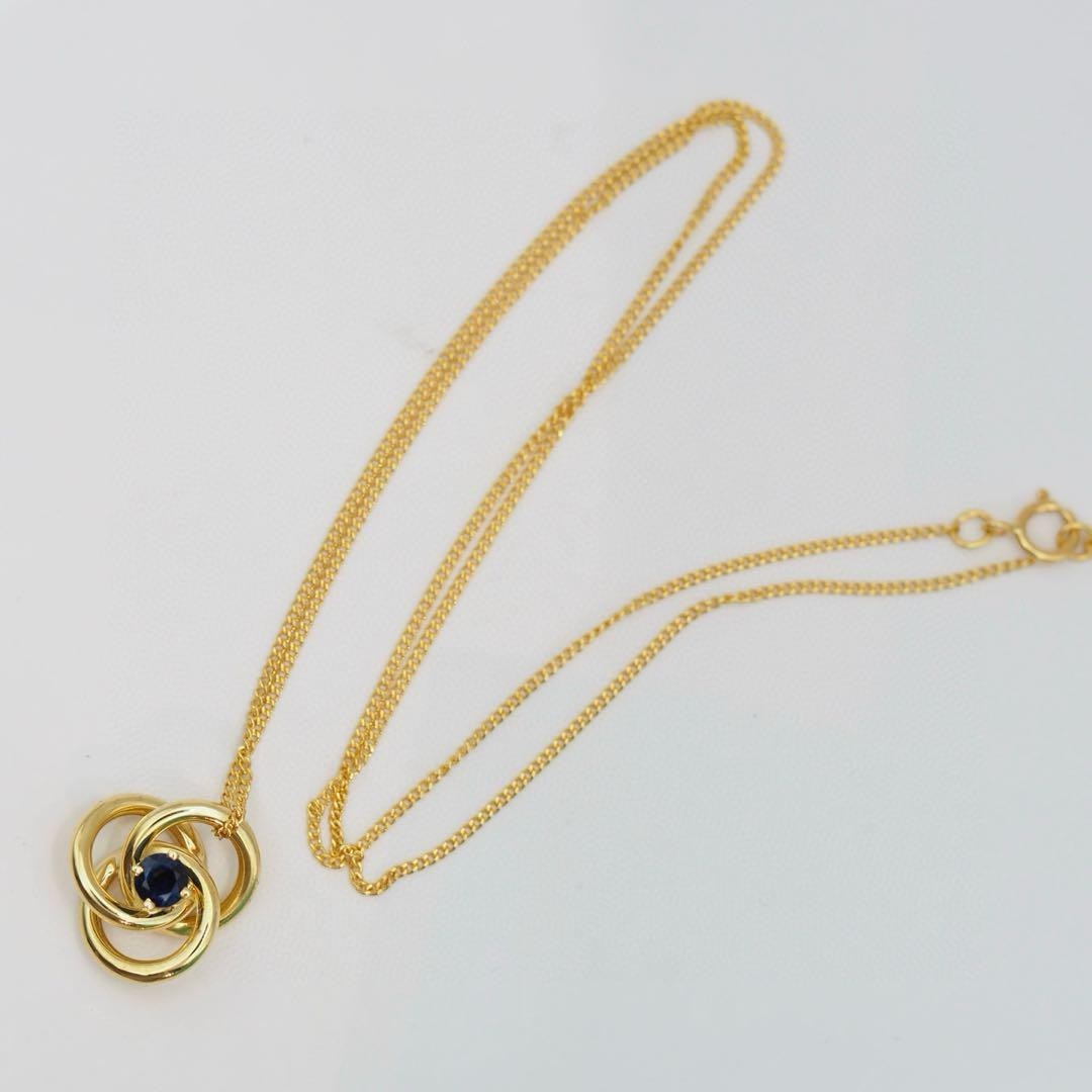 Tiffany & Co Blue Sapphire Geometric Flower 18k Yellow Gold Necklace Jewelry