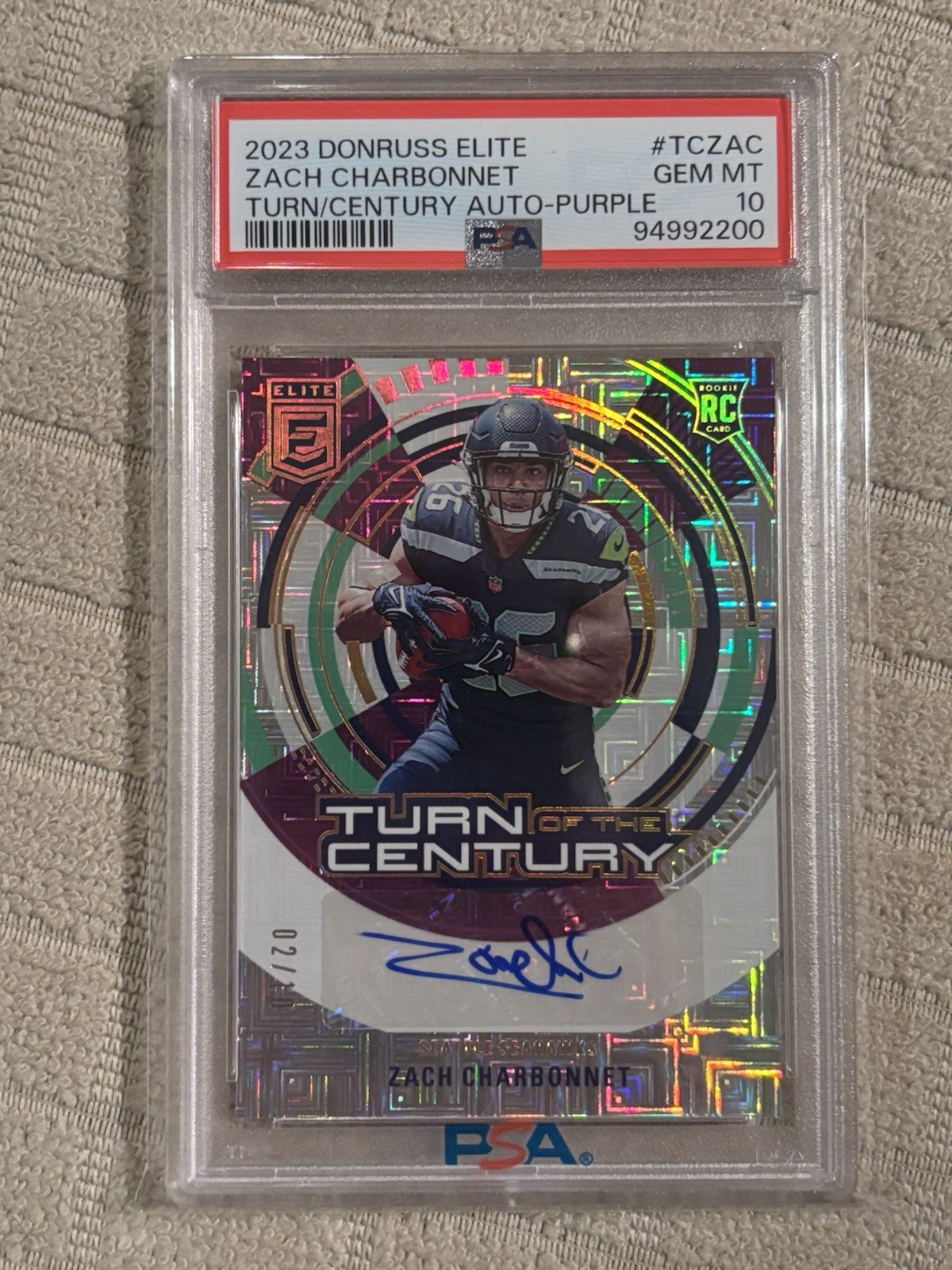 Zach Charbonnet Panini Donruss Elite Turn of the Century Autograph #TCZAC Purple