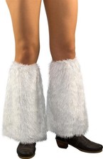 Fellstulpen weiß Stulpen Fasching Karneval Beinstulpen Kostüm Hippie Eskimo Neu