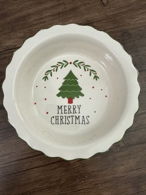 Robert Stanley Ceramic Merry Christmas Mini Pie Dish Plate 5.5'' x 1.5'' ~ EUC
