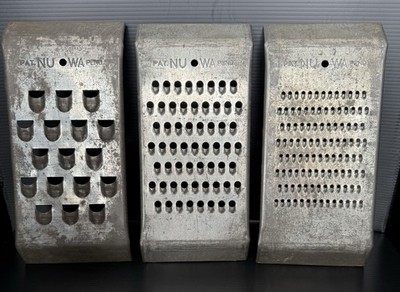 Vtg NU WA (Pat Pend) Vegetable & Cheese Shredders/Graters;Set of 3; Rustic Decor