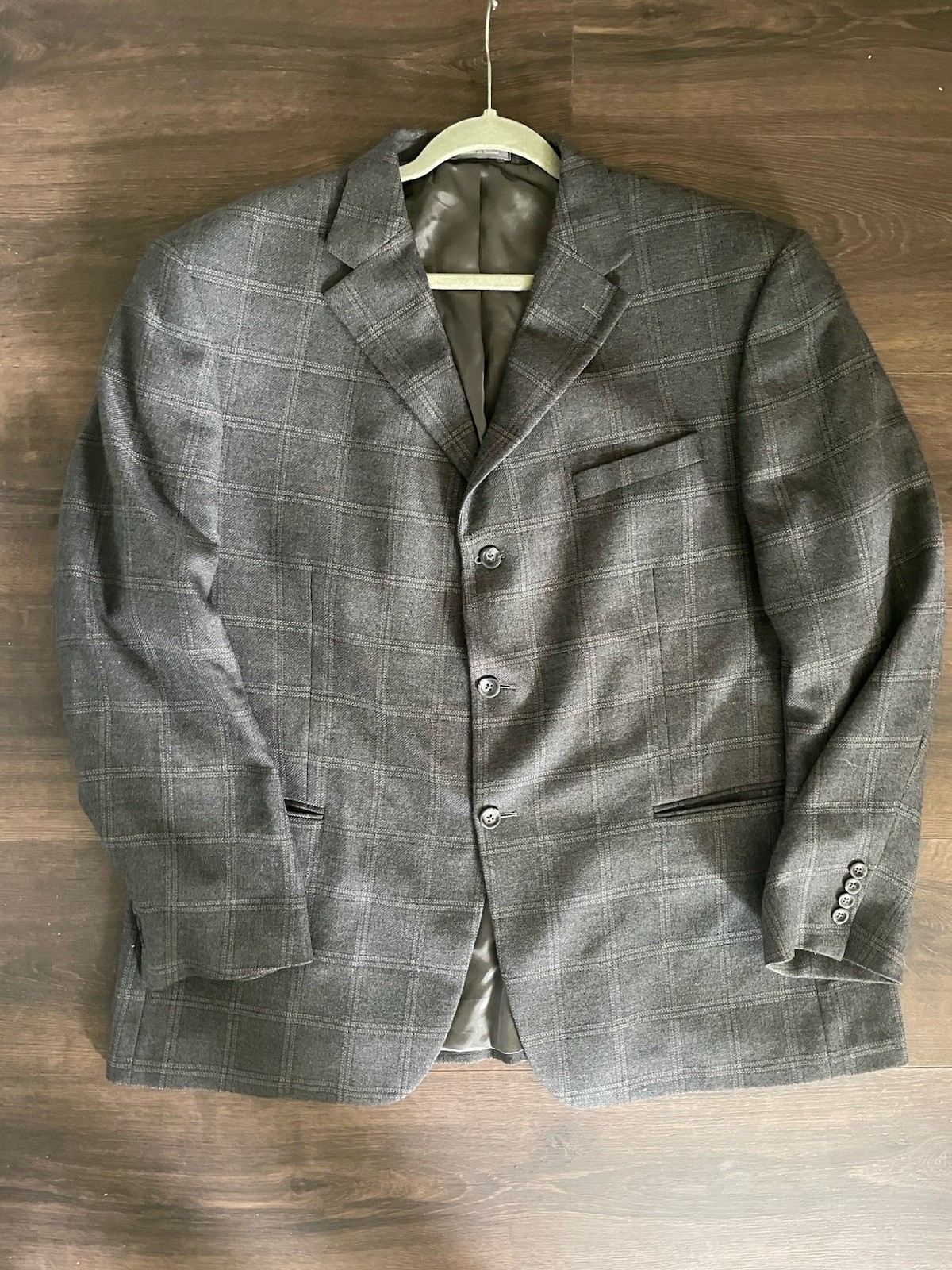 Oscar De La Renta Vintage Men’s Blazer Suit Jacket Wool Plaid Size 48r Gray