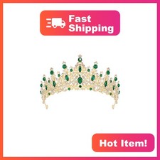 Semato Green Baroque Crown Tiaras