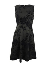 Tommy Hilfiger Women's Flocked Velvet Fit & Flare Dress (2, Black) 192114081201