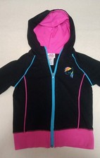 My Little Pony Rainbow Dash Sudadera con Capucha Niñas S-XS 4-5 Negro Rosa Azul Cremallera Chaqueta Usada en Excelente Condición