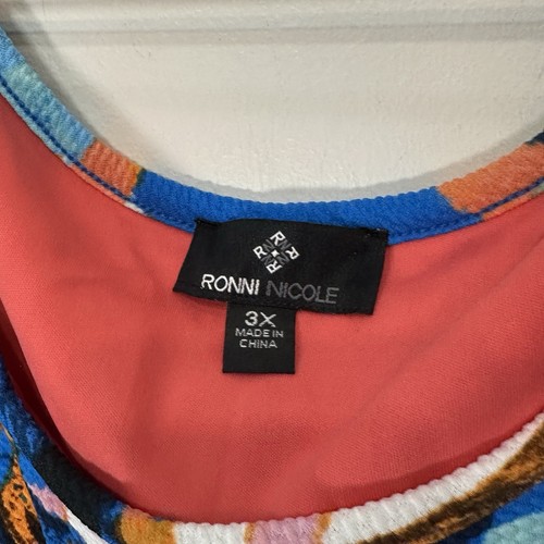 RONNI NICOLE Plus Size 3X NWT! Shift Dress Colorful Summer Sleeveless Stretch - Picture 5 of 6