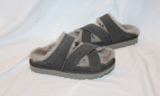 UGG Women's Greenport Cross Strap Open Toe Slide Sandals Dense Smoke Gray 8