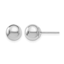 14K White Gold Polished 7mm Ball Stud Earrings Gift For Mom 0.36gm