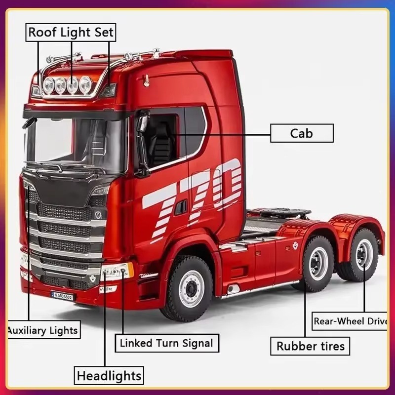 HUI NA TOYS Scania 770 S V8トラック 1:18 HUINA 1:18 RC Scania 770S Tractor Truck 19CH 2.4G Alloy w/ Lights