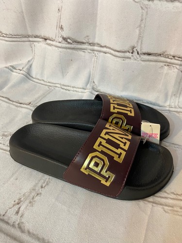 Victoria’s Secret PINK Slides Women’s Size M (8/9) | Maroon & Gold Logo Pool - Picture 4 of 8