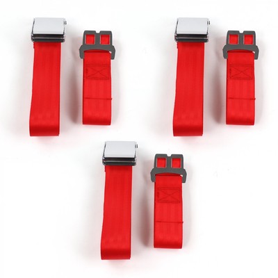 AMC Rebel 1967 - 1970 Airplane 2pt Red Lap Bench Seat Belt Kit - 3 Belts SafTboy