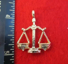 14 KT GOLD EP PLATED CUSTOM 3D ZODIAC LIBRA CHARM PENDANT