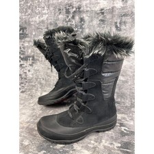 The North Face Nuptse Purna Winter Boots Women Sz 5 Black Suede Fur Waterproof
