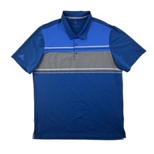 Adidas Ultimate 2.0 Merch Mens Golf Polo Blue Gray Size Large UPF 50  