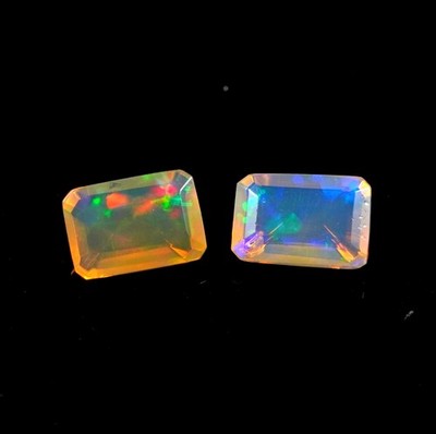 1 Ct Top Quality Ethiopian Opal Fancy, Loose Gemstone Multi Fire Opal Baguette