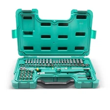 63 Piece Mechanics Tool Set | SAE & Metric | 1/4" Drive 72 Tooth Ratchet | St...