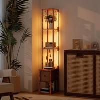 Homcom Stehlampe Wohnzimmer Moderne Led Standlampe Mit Regalen, Stoffschublade