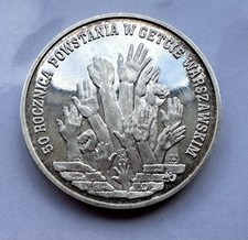 Poland Silver Coin 1oz Warsaw Ghetto Uprising 300000 Zlotych 1993 Polish UNC