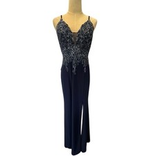 "XSCAPE" Beaded Formal Dress SZ 4 Slit Side Y2K Whimsigoth Fairycore 2000s Prom